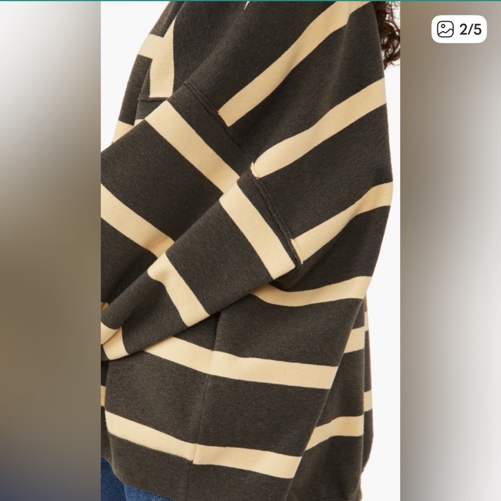 Free People Coastal Striped Half-Zip Pullover - Picture 2 of 5